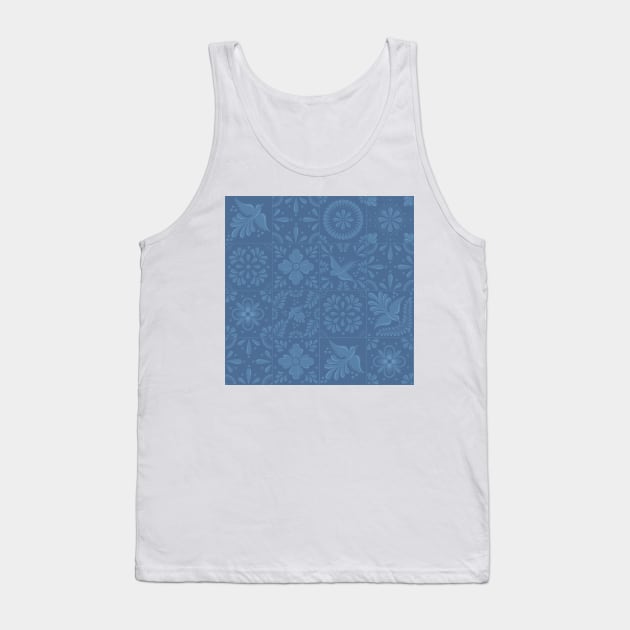 Classy Blue Talavera Tile Pattern by Akbaly Tank Top by Akbaly